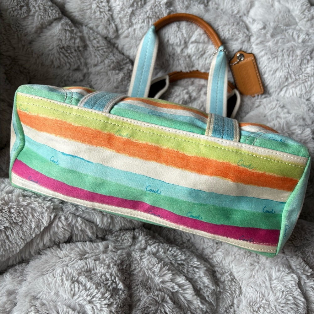 Y2K Coach Hampton Watercolour Striped Canvas Bag - Picture 11 of 12
